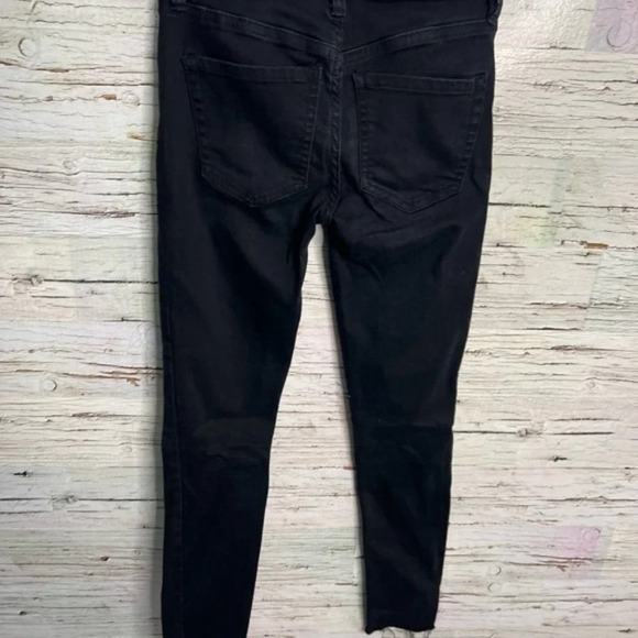 Free people black button fly skinny jeans raw hem size 24 - Picture 7 of 9